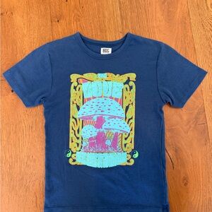 BDG Navy T-Shirt with Colorful Mushroom Graphic